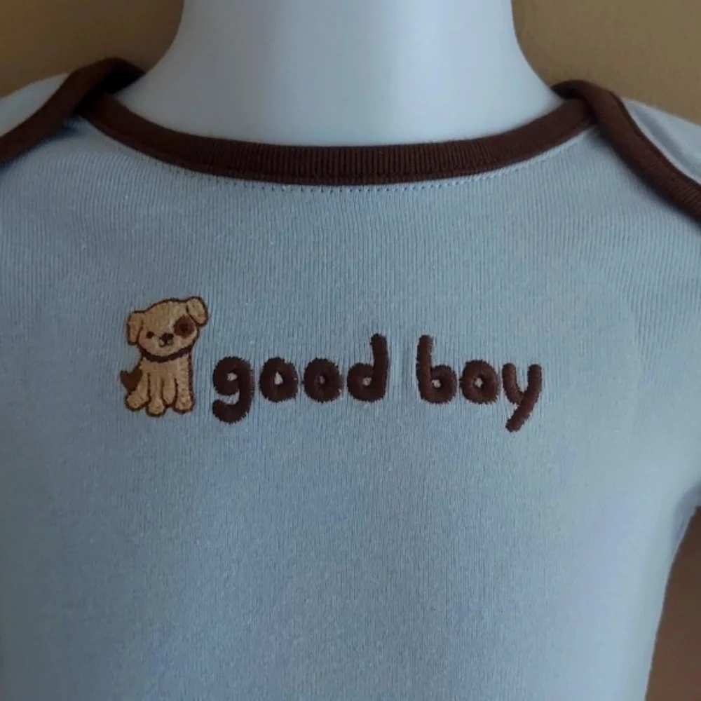 Gymboree puppy dog long sleeve shirt good boy - pale blue - size 3-6 mos